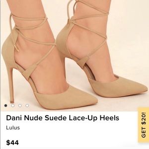 Dani Nude Suede Lace Up Heels